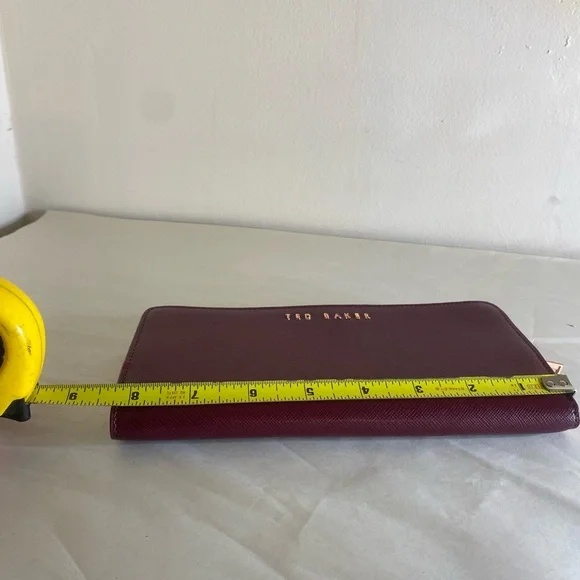 Ted Baker Maroon Leather Wallet pink lining pocketbook rose gold - Picture 8 of 8